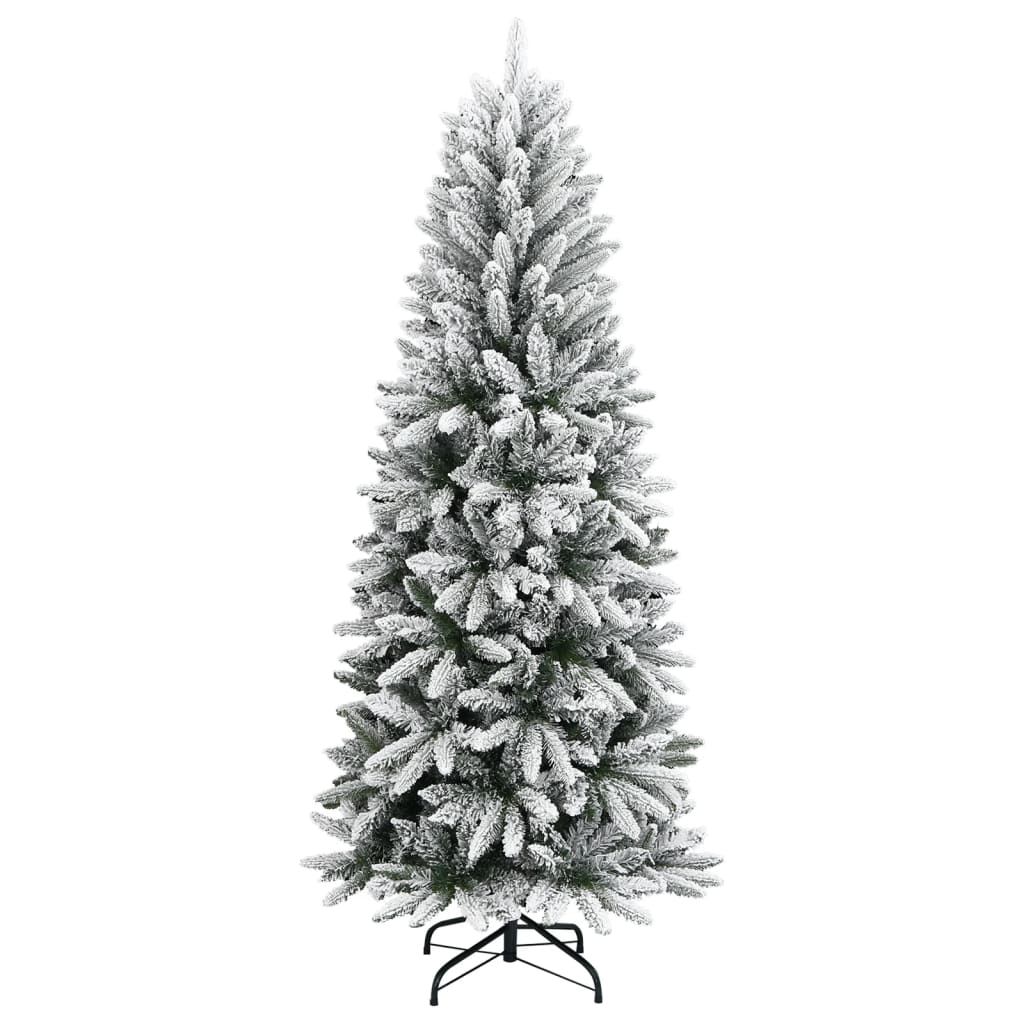 Albero di Natale Artificiale-Albero Natalizio con Neve Floccata 180 cm PVC e PE