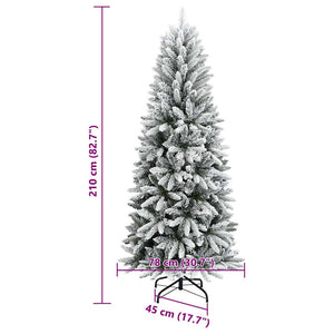 Albero di Natale Artificiale-Albero Natalizio con Neve Floccata 210 cm PVC e PE