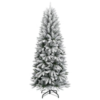 Albero di Natale Artificiale-Albero Natalizio con Neve Floccata 240 cm PVC e PE