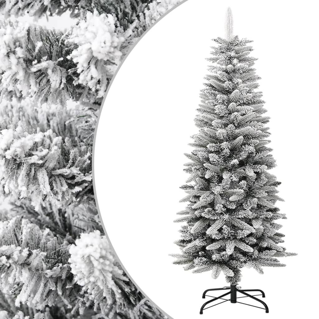 Albero Natale Artificiale Sottile Neve Floccata 120cm PVC e PE cod mxl 15757