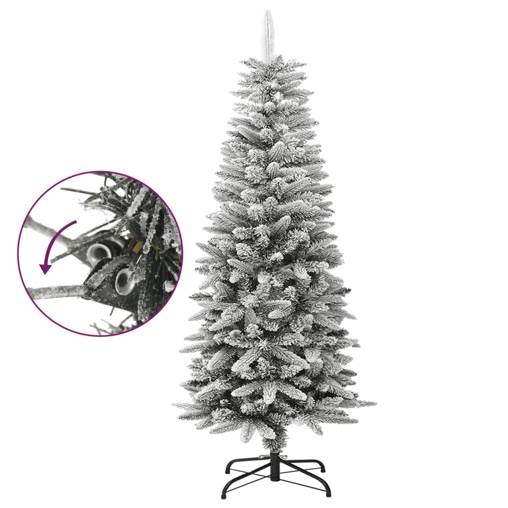 Albero Natale Artificiale Sottile Neve Floccata 120cm PVC e PE cod mxl 15757
