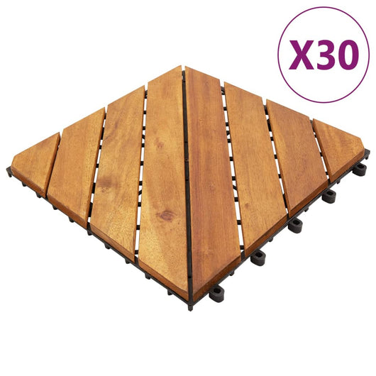 Piastrelle Esterni 30 pz Marroni 30x30 cm Legno Massello Acacia cod mxl 54124