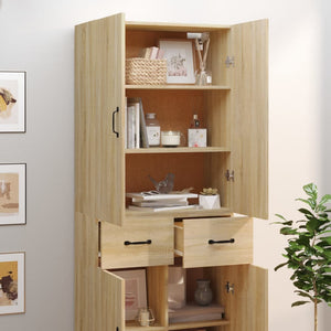 Credenza Rovere Sonoma 69,5x34x180 cm in Legno Multistrato