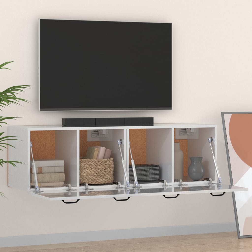 Mobili Parete 2 pz Bianco Lucido 80x36,5x35cm Legno Multistrato 3115656