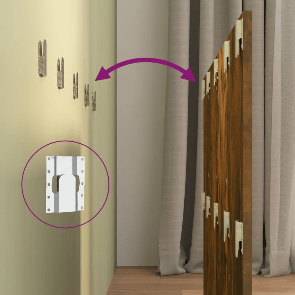 Testiera Letto con Comodini in Legno Multistrato Rovere Fumo 3115681