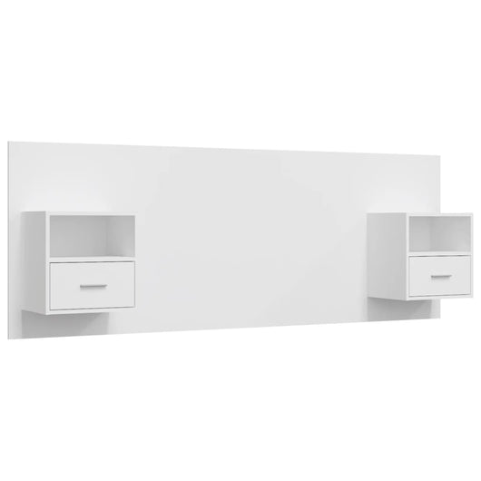 Testiera per Letto con Comodini-Testiera con Contenitore in Legno Multistrato Bianco 908183