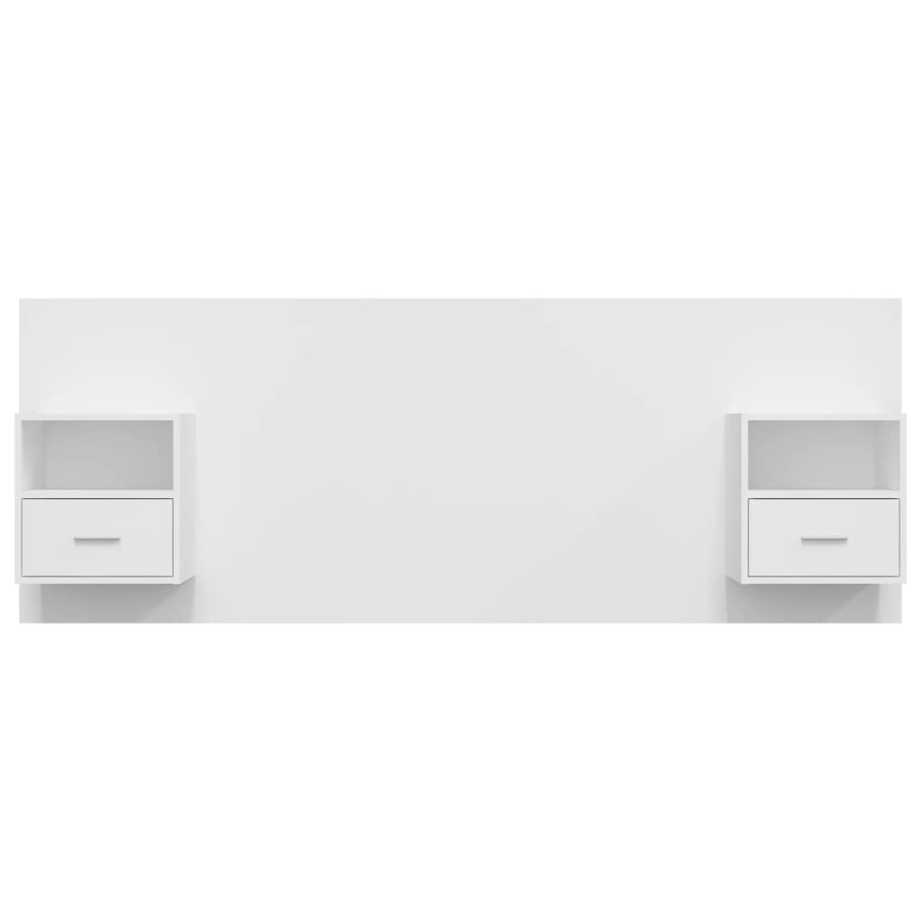 Testiera per Letto con Comodini-Testiera con Contenitore in Legno Multistrato Bianco 908183