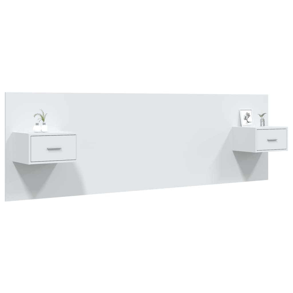 Testiera per Letto con Comodini-Testiera con Contenitore in Legno Multistrato Bianco 524852