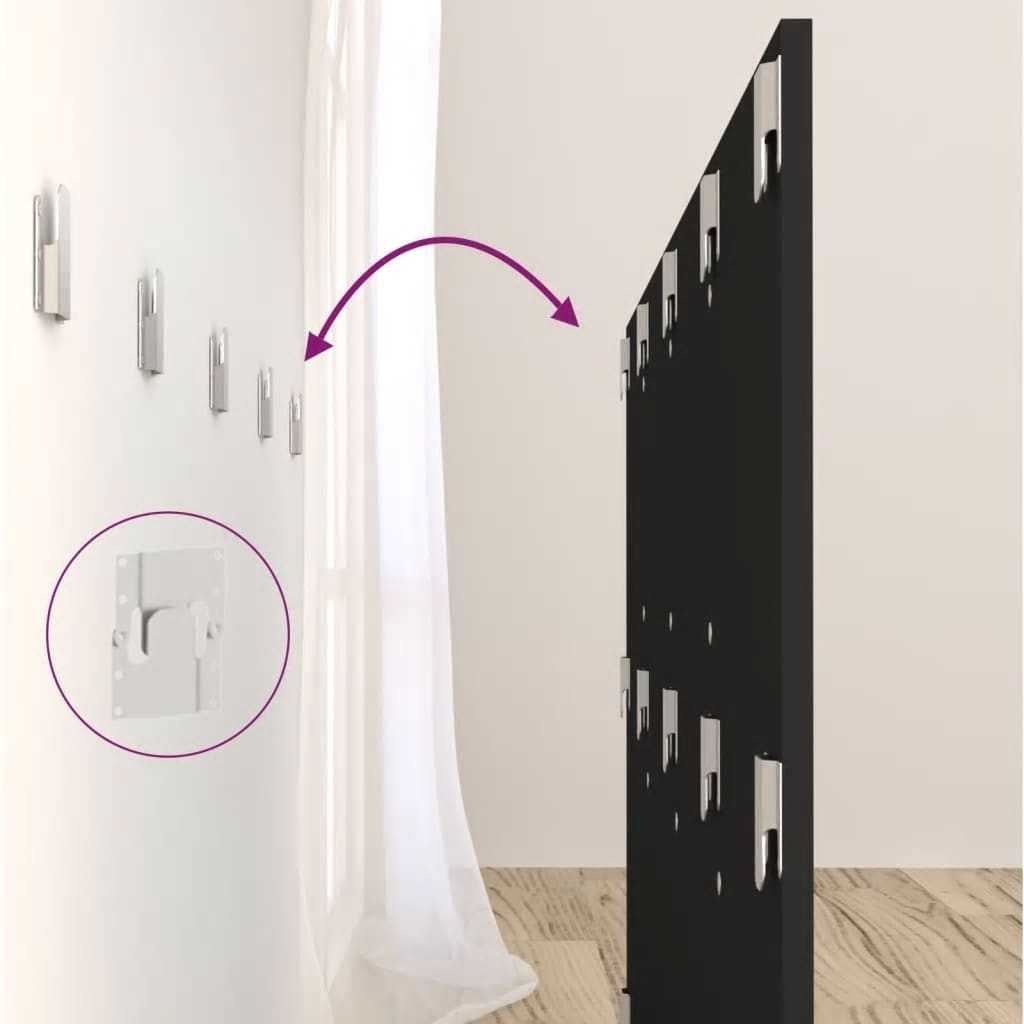 Testiera per Letto con Comodini in Legno Multistrato Nero 3115701