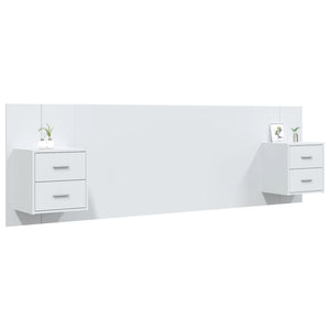 Testiera per Letto con Comodini in Legno Multistrato Bianco 3115708