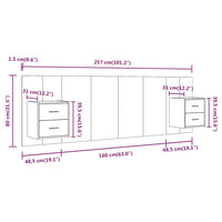 Testiera per Letto con Comodini in Legno Multistrato Bianco 3115708