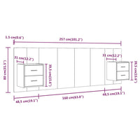 Testiera Letto con Comodini in Legno Multistrato Rovere Fumo cod mxl 70717