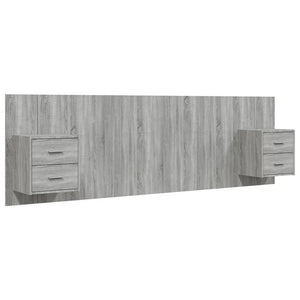 Testiera Letto con Comodini-Testiera con Contenitore in Legno Multistrato Grigio Sonoma 812394