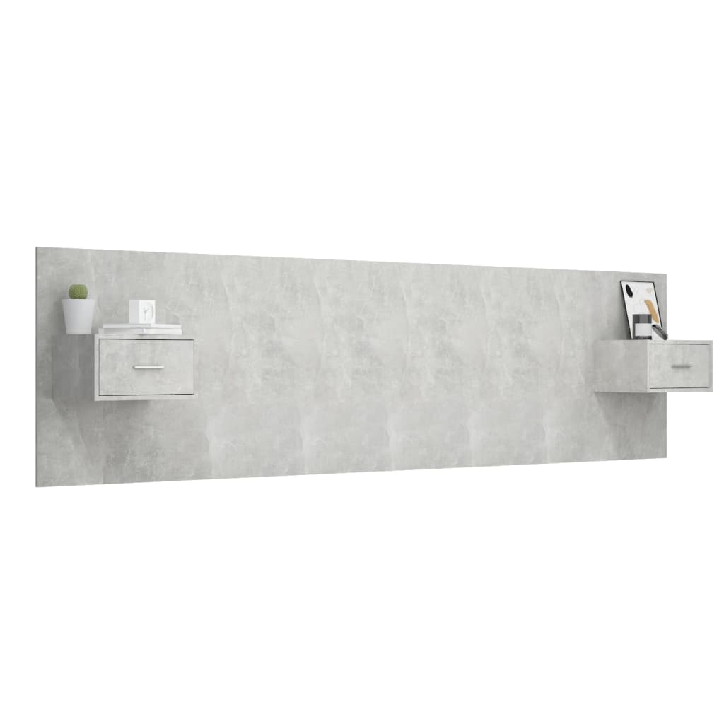 Testiera Letto con Comodini in Legno Multistrato Grigio Cemento cod mxl 52767