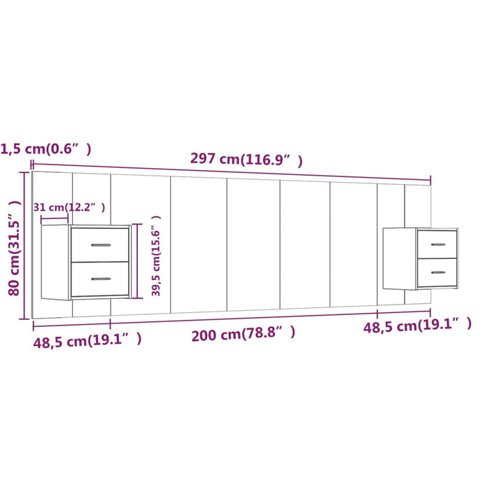 Testiera per Letto con Armadietti in Legno Multistrato Bianco