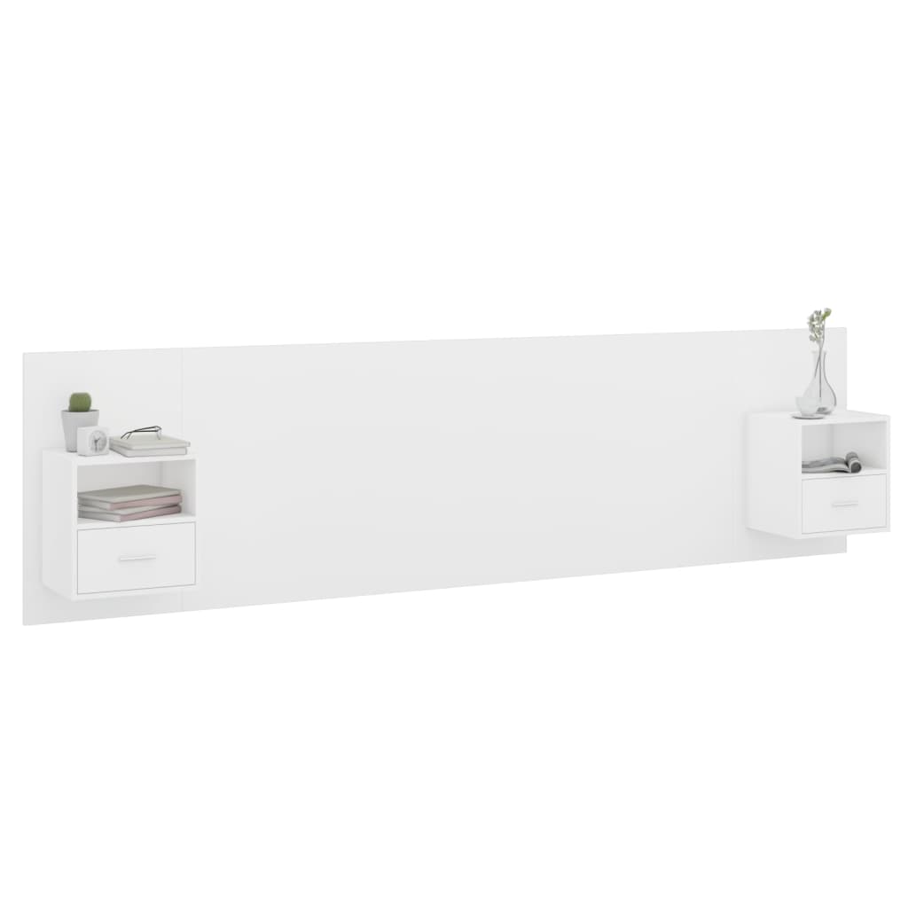 Testiera per Letto con Armadietti in Legno Multistrato Bianco 3115740