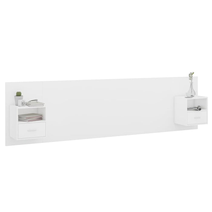 Testiera per Letto con Armadietti in Legno Multistrato Bianco 3115740