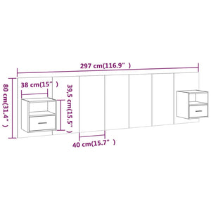 Testiera per Letto con Armadietti in Legno Multistrato Bianco 3115740