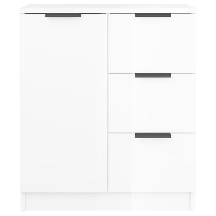 Credenze 2 pz Bianco Lucido 60x30x70 cm in Legno Multistrato 3115792