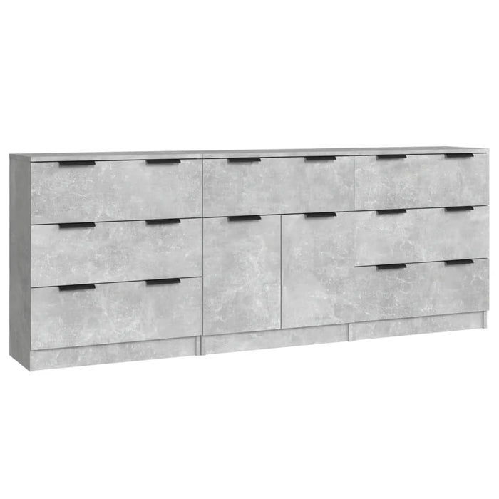 Credenze 3 pz Grigio Cemento in Legno Multistrato cod mxl 56170