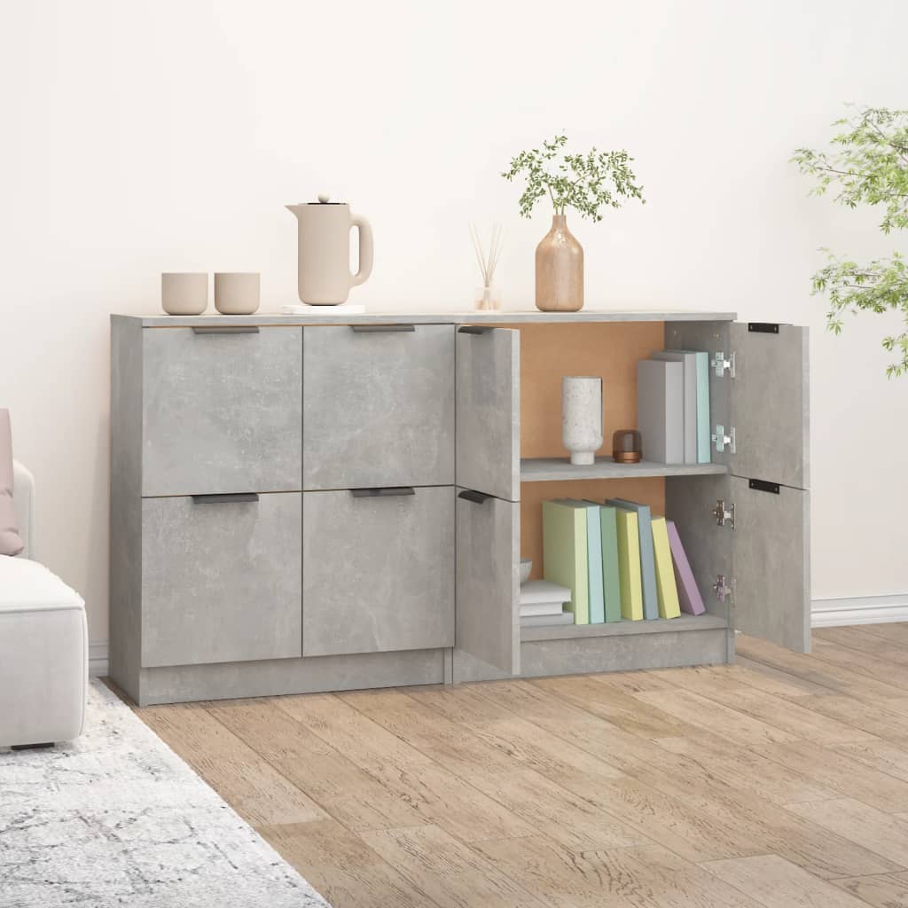 Credenze 2 pz Grigio Cemento 60x30x70 cm in Legno Multistrato 3115807