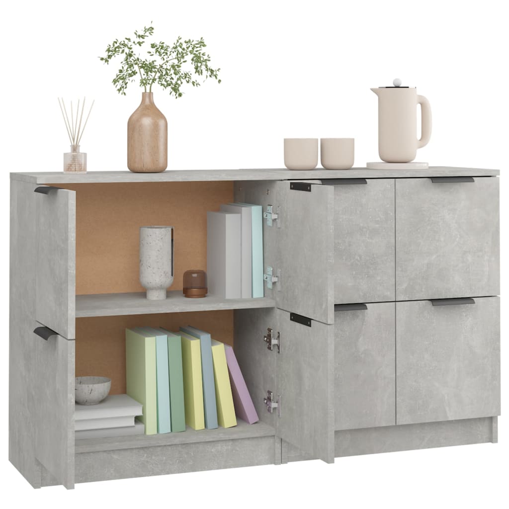 Credenze 2 pz Grigio Cemento 60x30x70 cm in Legno Multistrato 3115807