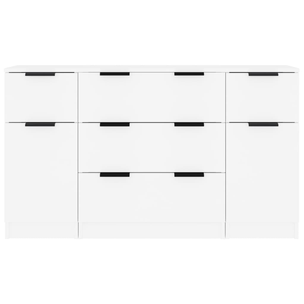 Set di Credenze 3 pz in Legno Multistrato Bianco 3115820