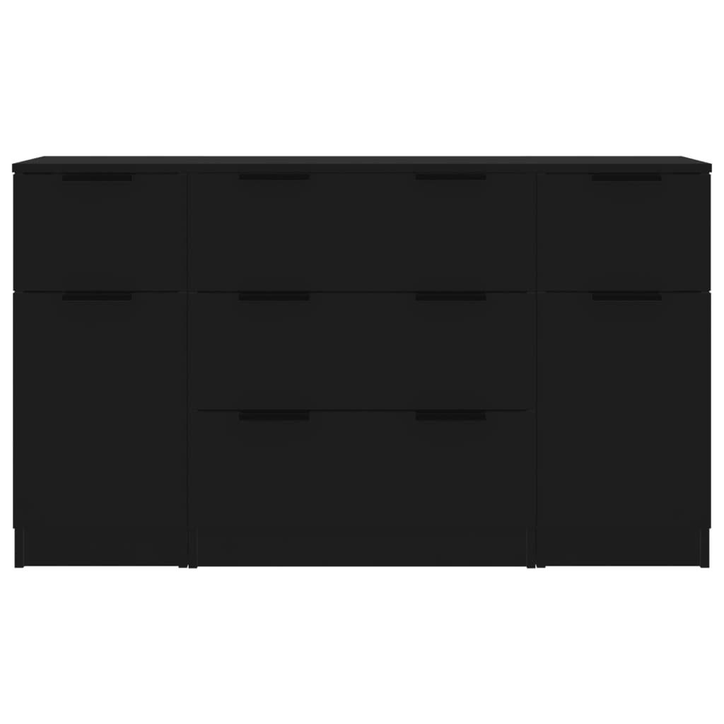 Set di Credenze 3 pz in Legno Multistrato Nero 3115821