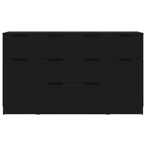 Set di Credenze 3 pz in Legno Multistrato Nero 3115821