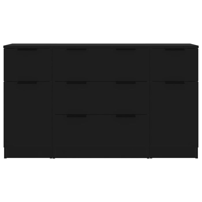 Set di Credenze 3 pz in Legno Multistrato Nero 3115821