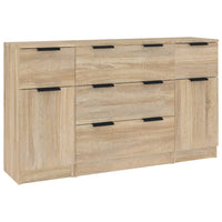 Set di Credenze 3 pz Rovere Sonoma in Legno Multistrato 3115822