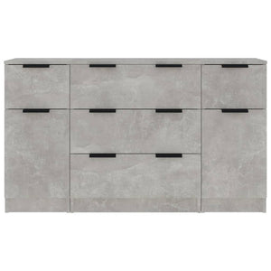 Set di Credenze 3 pz Grigio Cemento in Legno Multistrato 3115823