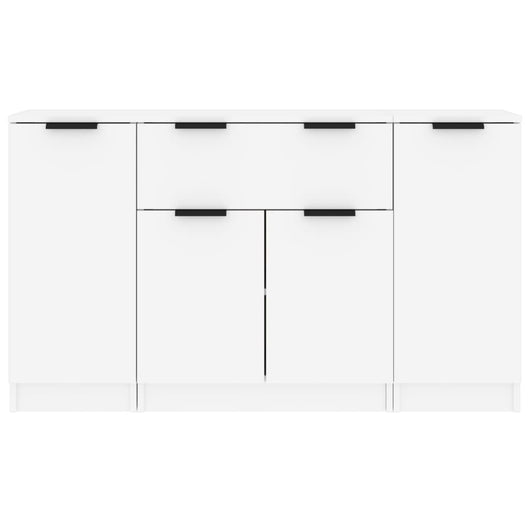 Credenza a buffet cassettiera mobile contenitore organizer cucina soggiorno salotti 3 pezzi legno ingegnerizzato bianco 02_0037003