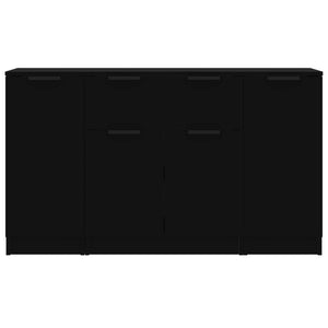 Credenze 3 pz Nere in Legno Multistrato 3115829