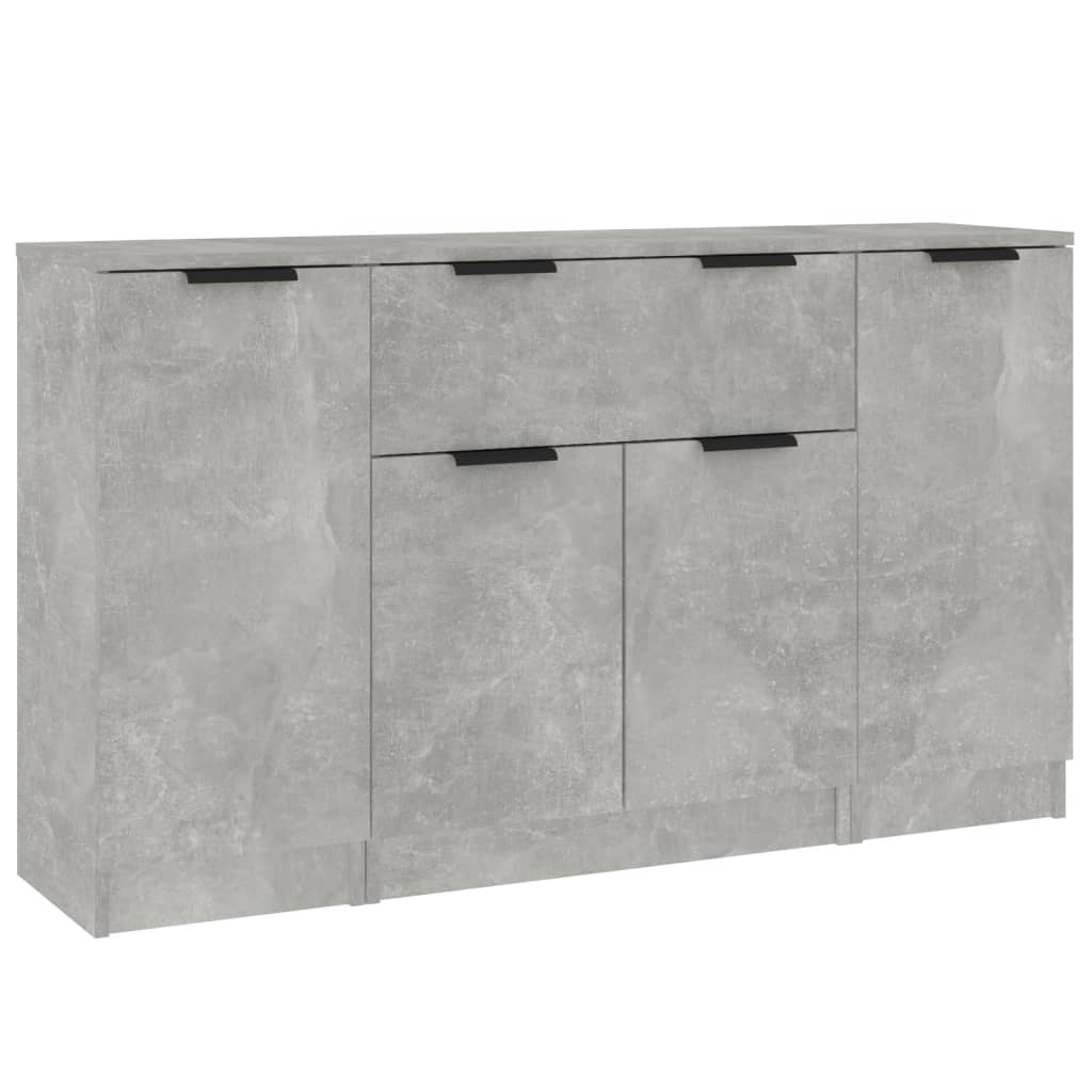 Credenze 3 pz Grigio Cemento in Legno Multistrato 3115831