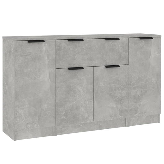 Credenze 3 pz Grigio Cemento in Legno Multistrato 3115831