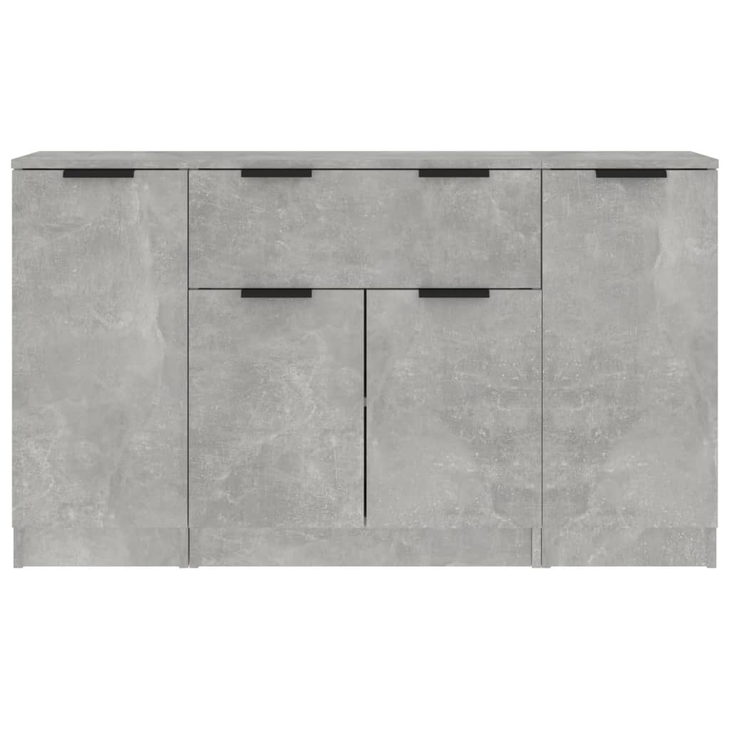 Credenze 3 pz Grigio Cemento in Legno Multistrato 3115831