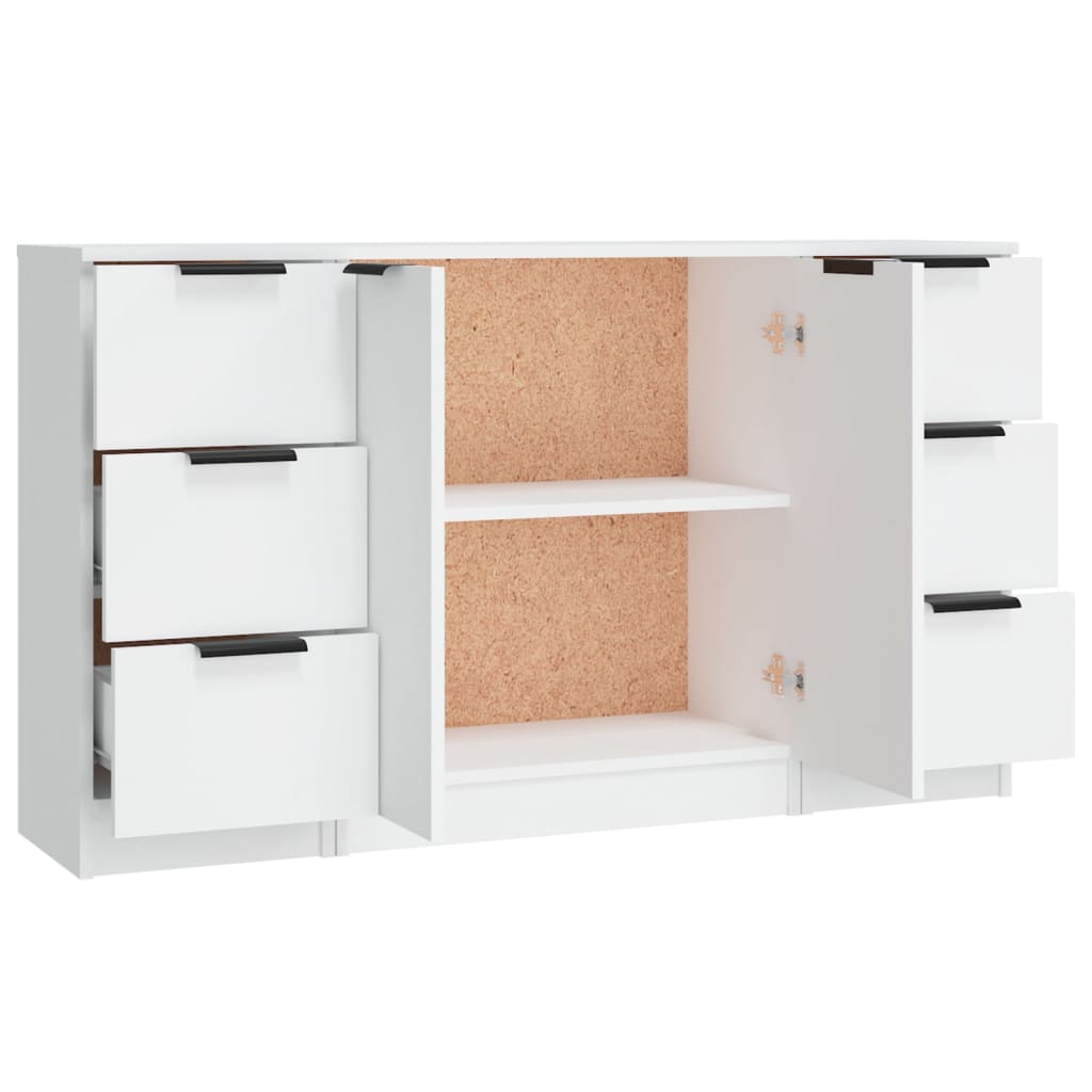 Credenze 3 pz Bianco in Legno Multistrato 3115836