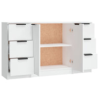 Credenze 3 pz Bianco in Legno Multistrato 3115836