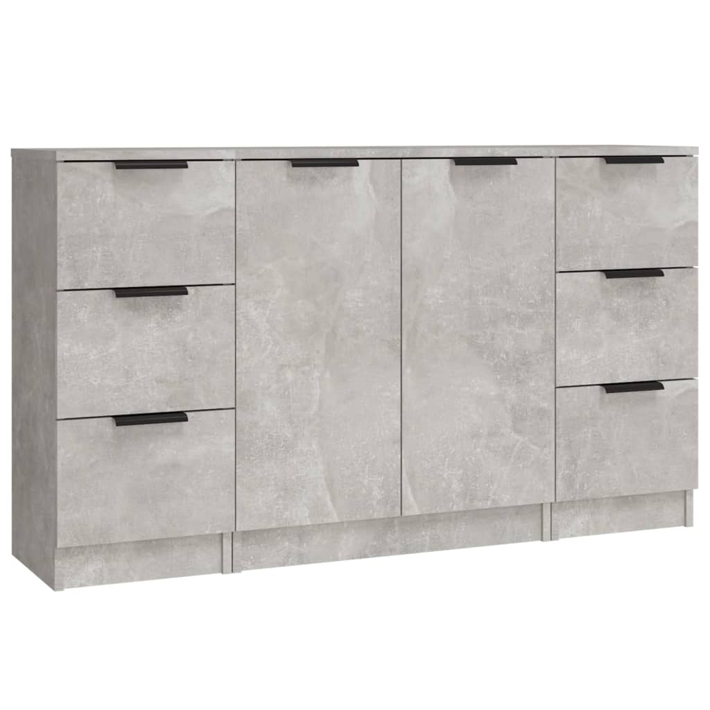 Credenze 3 pz Grigio Cemento in Legno Multistrato 3115839