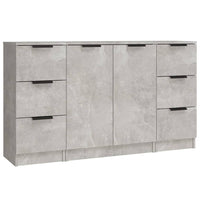 Credenze 3 pz Grigio Cemento in Legno Multistrato 3115839
