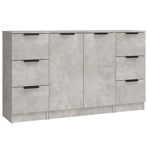 Credenze 3 pz Grigio Cemento in Legno Multistrato 3115839