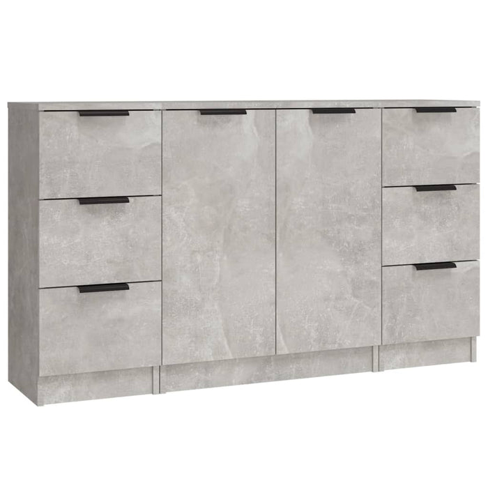 Credenze 3 pz Grigio Cemento in Legno Multistrato 3115839
