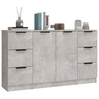 Credenze 3 pz Grigio Cemento in Legno Multistrato 3115839