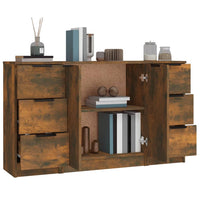 Credenze 3 pz Rovere Fumo in Legno Multistrato 3115841