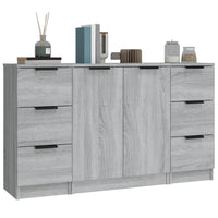 Credenze 3 pz Grigio Sonoma in Legno Multistrato cod mxl 77970