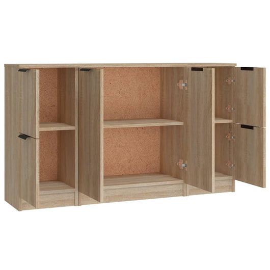 Credenza buffet cassettiera mobile contenitore organizer cucina soggiorno soggiorni 3 pezzi Sonoma MDF marrone 02_0037110