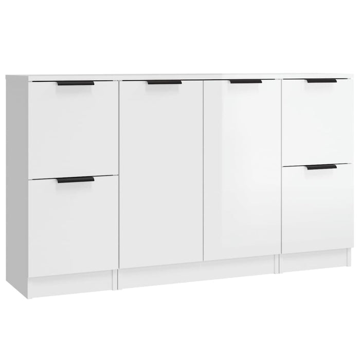 Credenze 3 pz Bianco Lucido in Legno Multistrato 3115848