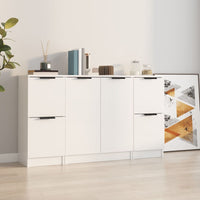 Credenze 3 pz Bianco Lucido in Legno Multistrato 3115848