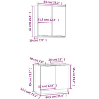 Set di Mobili da Bagno 2 pz Bianco in Legno Multistrato